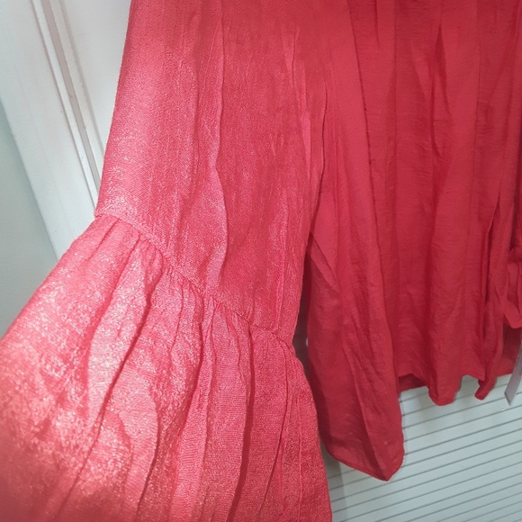 Zac & Rachel Beaded Peasant Ruffle Sleeve Orange - Picture 7 of 8